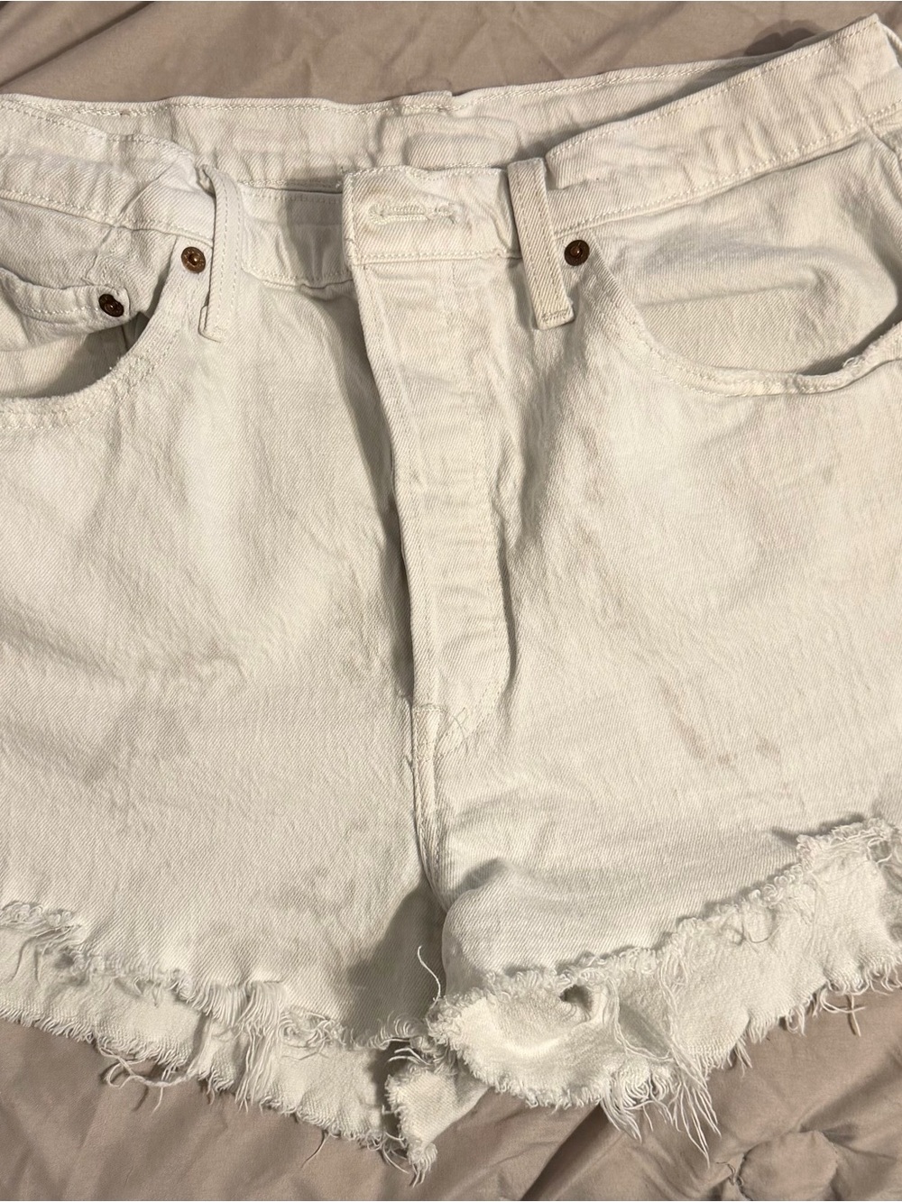 Levi’s 501 White Cutoff Shorts High Rise Button Fly W31